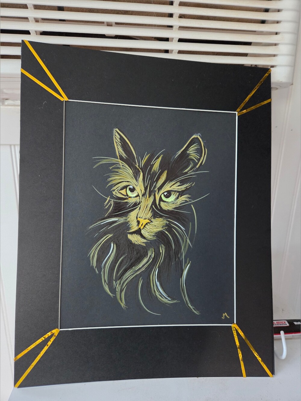 Black & Metalic Original Art With Decorative 11x14 Mat